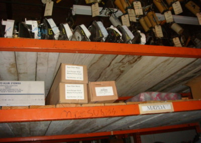 Small tagged auto-parts in inventory ready to be shipped to you